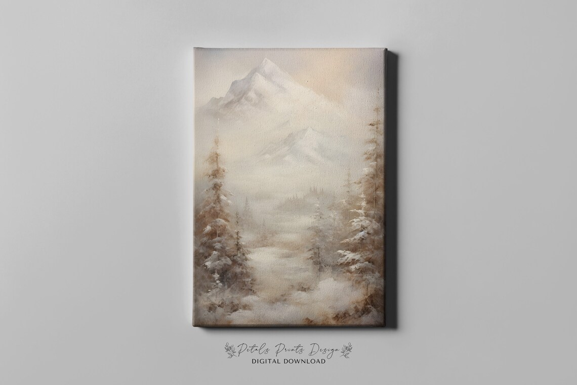 Rustic Winter Landscape, Vintage Snowy Countryside Art Print - Image 4