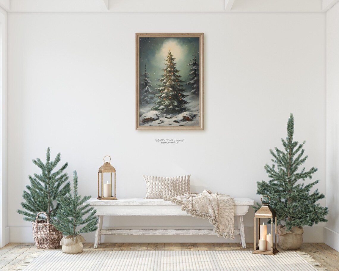 Christmas Trees Vintage Holiday Art Print - Image 2
