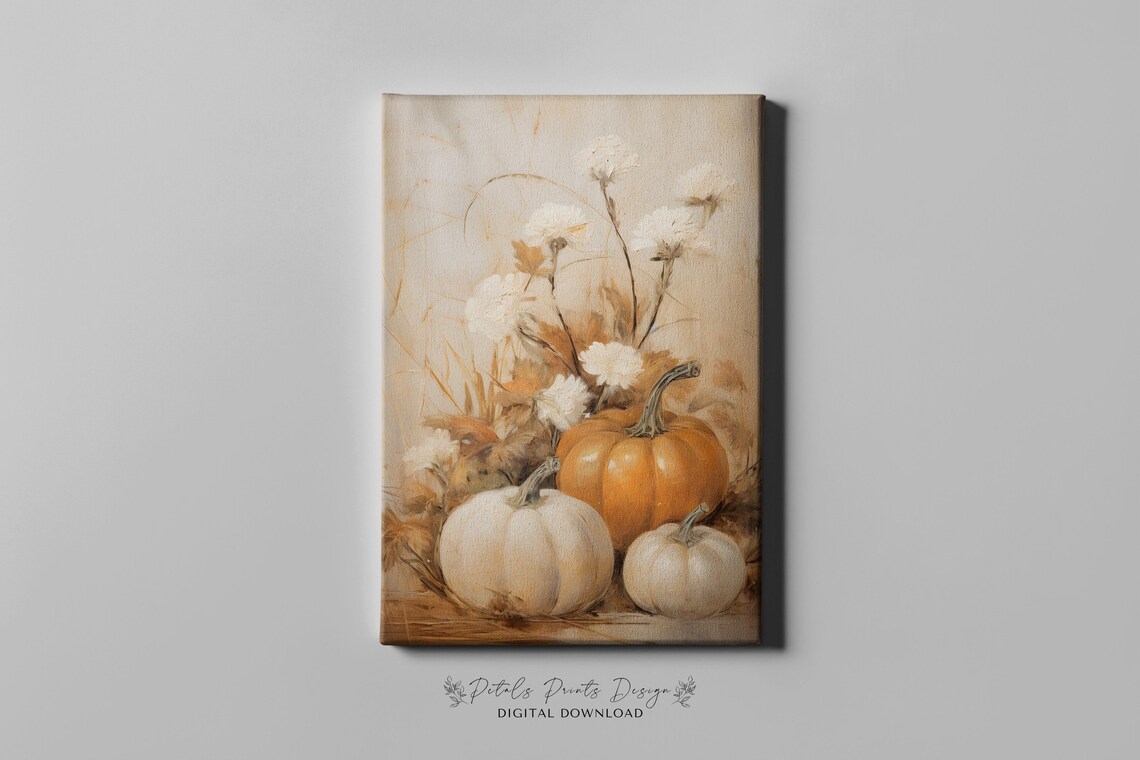 Pumpkin Still Life Painting, Rustic Autumn Art Print - Image 2