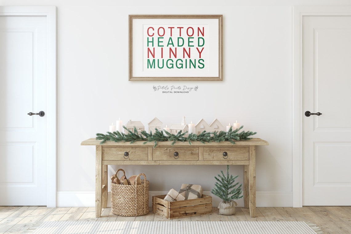 Cotton Headed Ninny Muggins Christmas Quote Typography Poster - Image 3