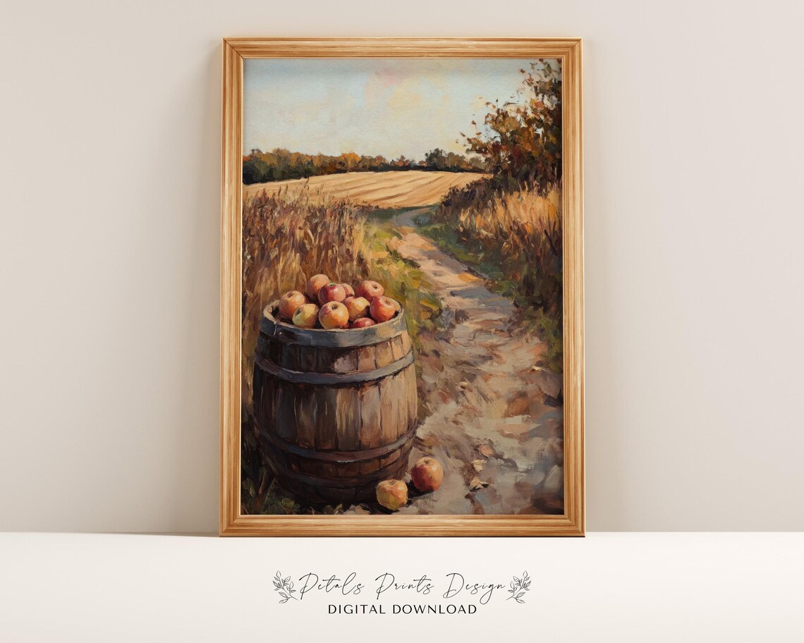 Rustic Autumn Landscape Vintage Countryside Art Print