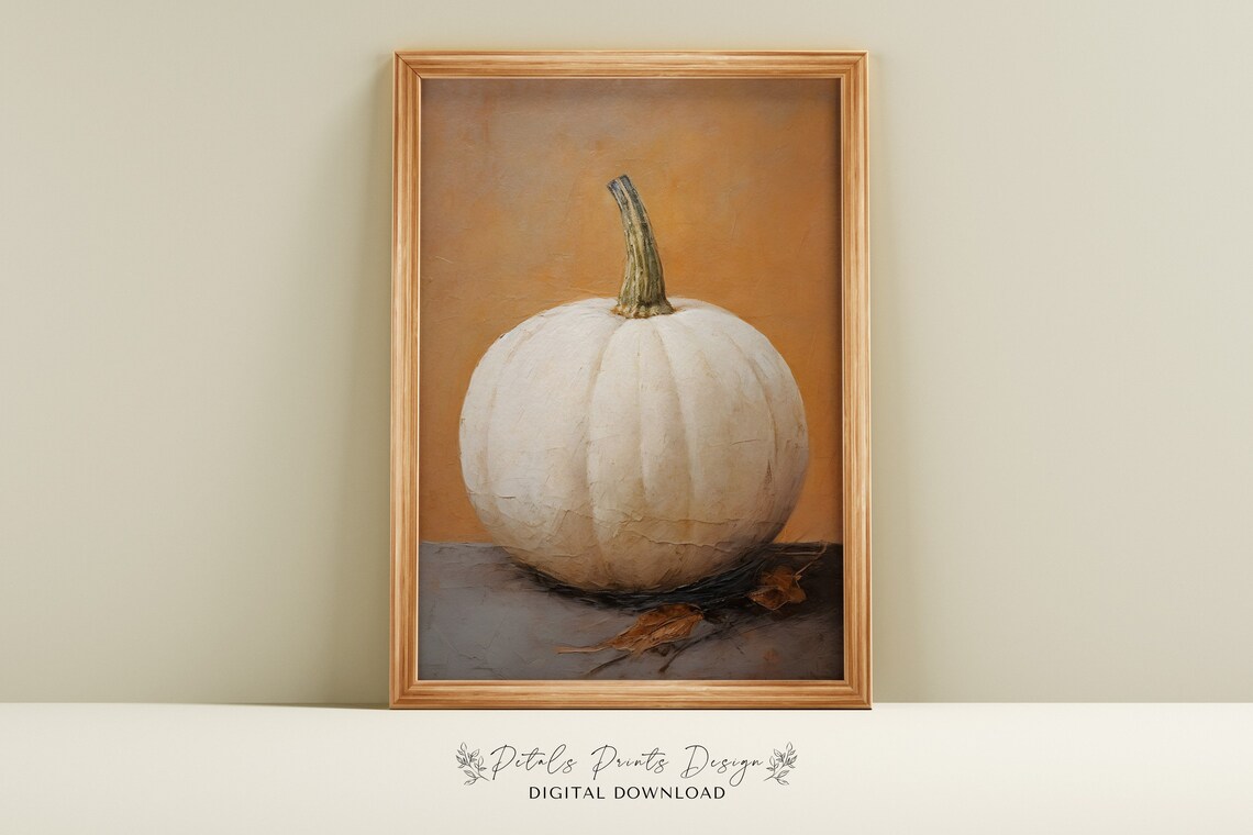 Rustic Pumpkin Still Life Art Print, Vintage Autumn