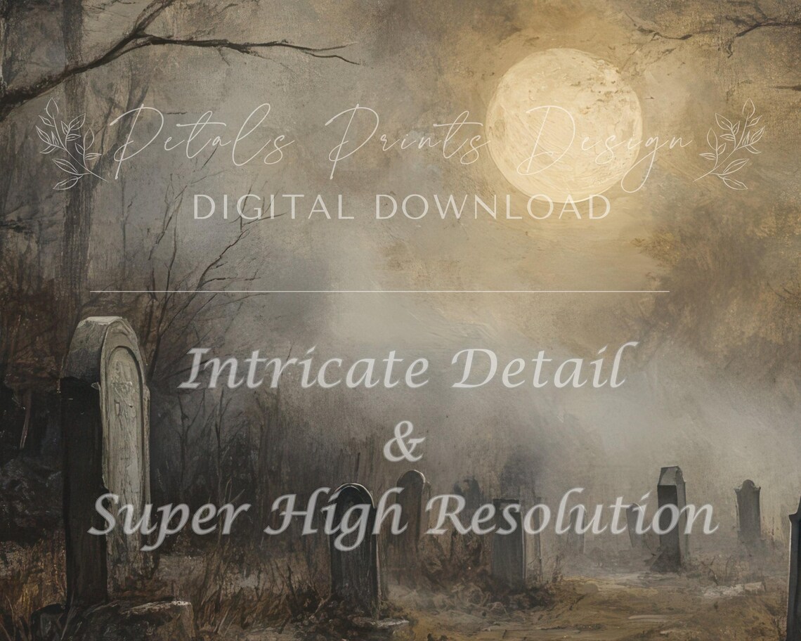 Halloween Graveyard Vintage Style Art Print - Image 2