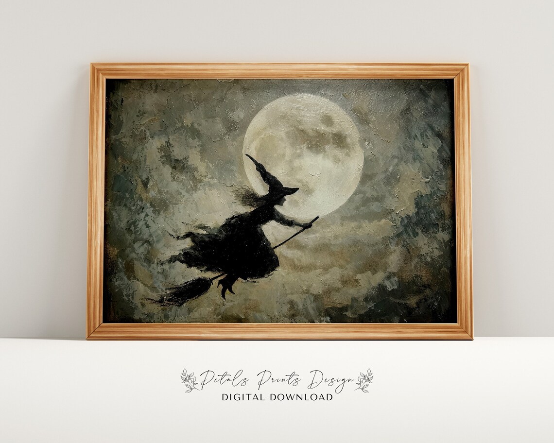 Witchy Halloween Rustic Decor Poster Print