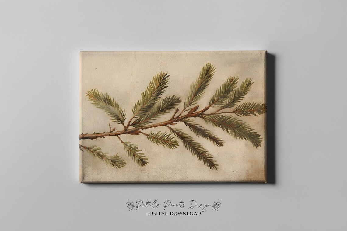 Rustic Christmas Evergreen Art Print, Vintage Holiday Decor - Image 3