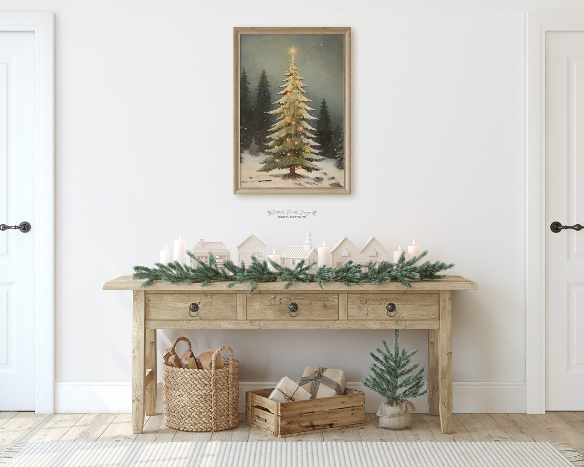 Vintage Christmas Trees Holiday Art Print - Image 2