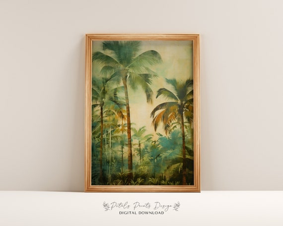 Jungle Trees Decor Palm Tree Vintage Art Print