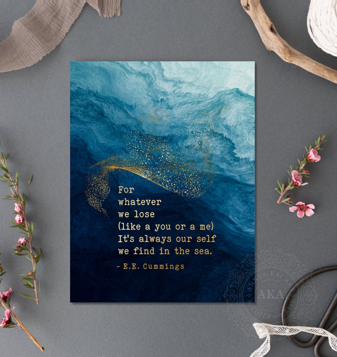 E. E. Cummings Poetry Print, Coastal Wall Decor - Image 4