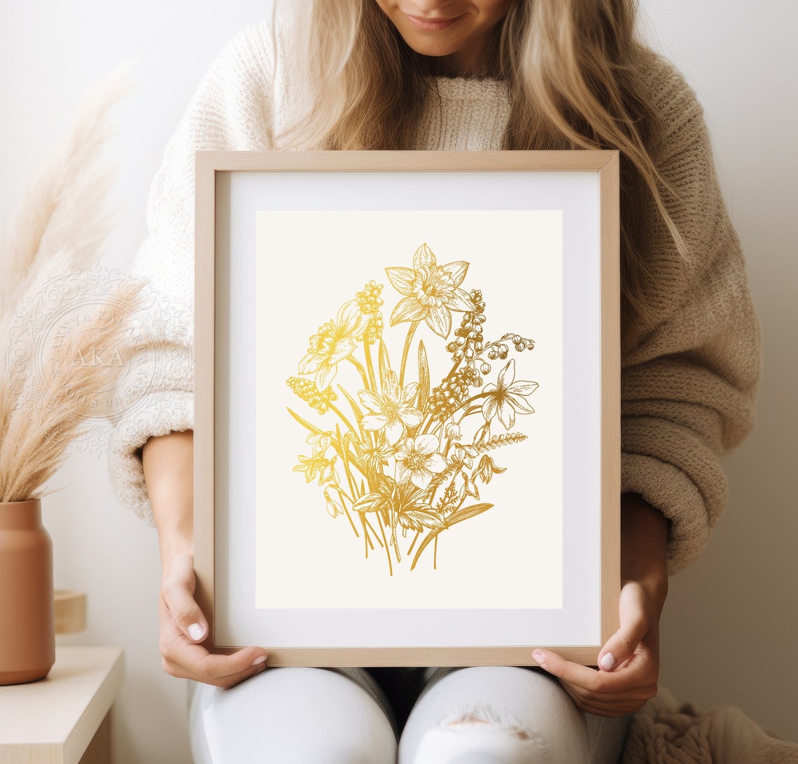Daffodil December Birth Flower Gold Botanical Narcissus Art Print - Image 4