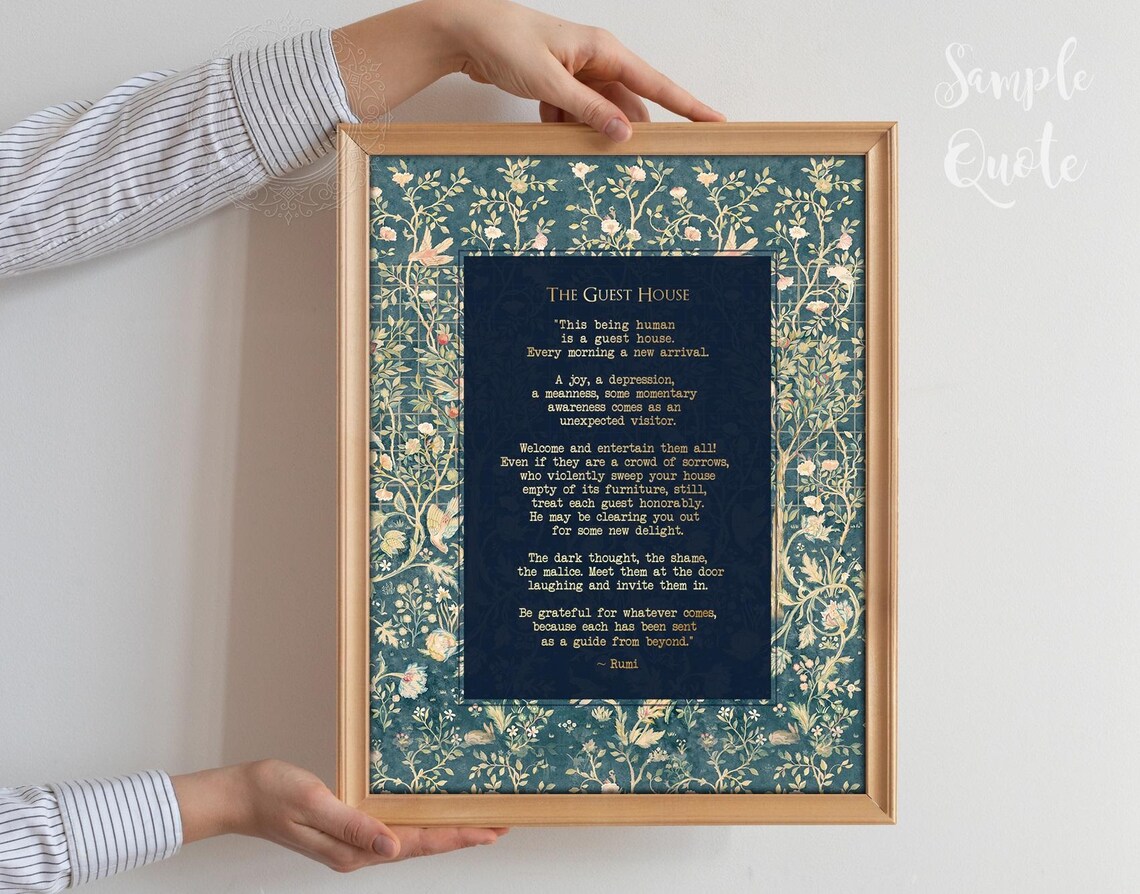 William Morris Floral Custom Text Wall Art Print - Image 4