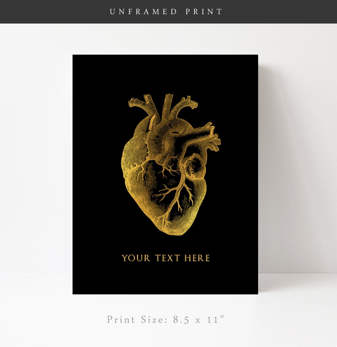 Personalized Doctor Gold Anatomical Heart Art Print - Image 2