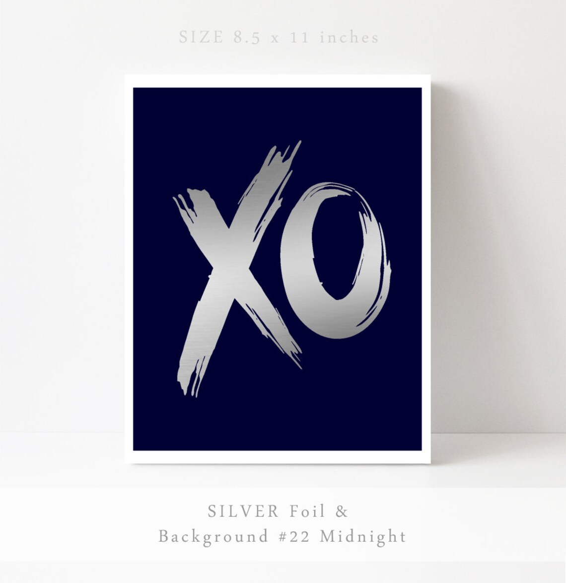 XO Gold Foil Brushstroke Typography Minimalist Bedroom Wall Art - Image 3