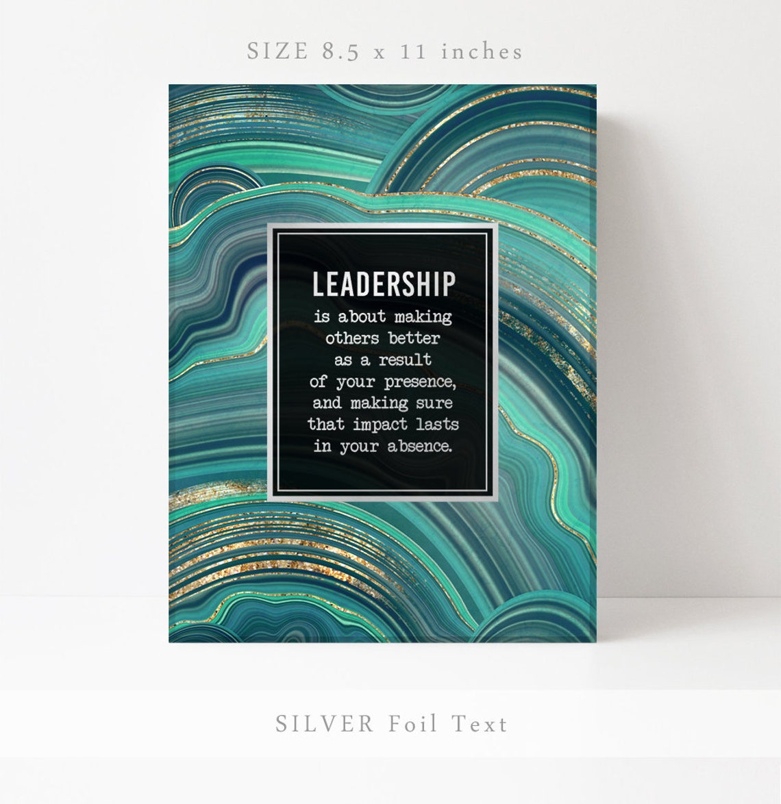 Leadership Is About Making Others Better Gold Teal Agate Wall Art - Image 2