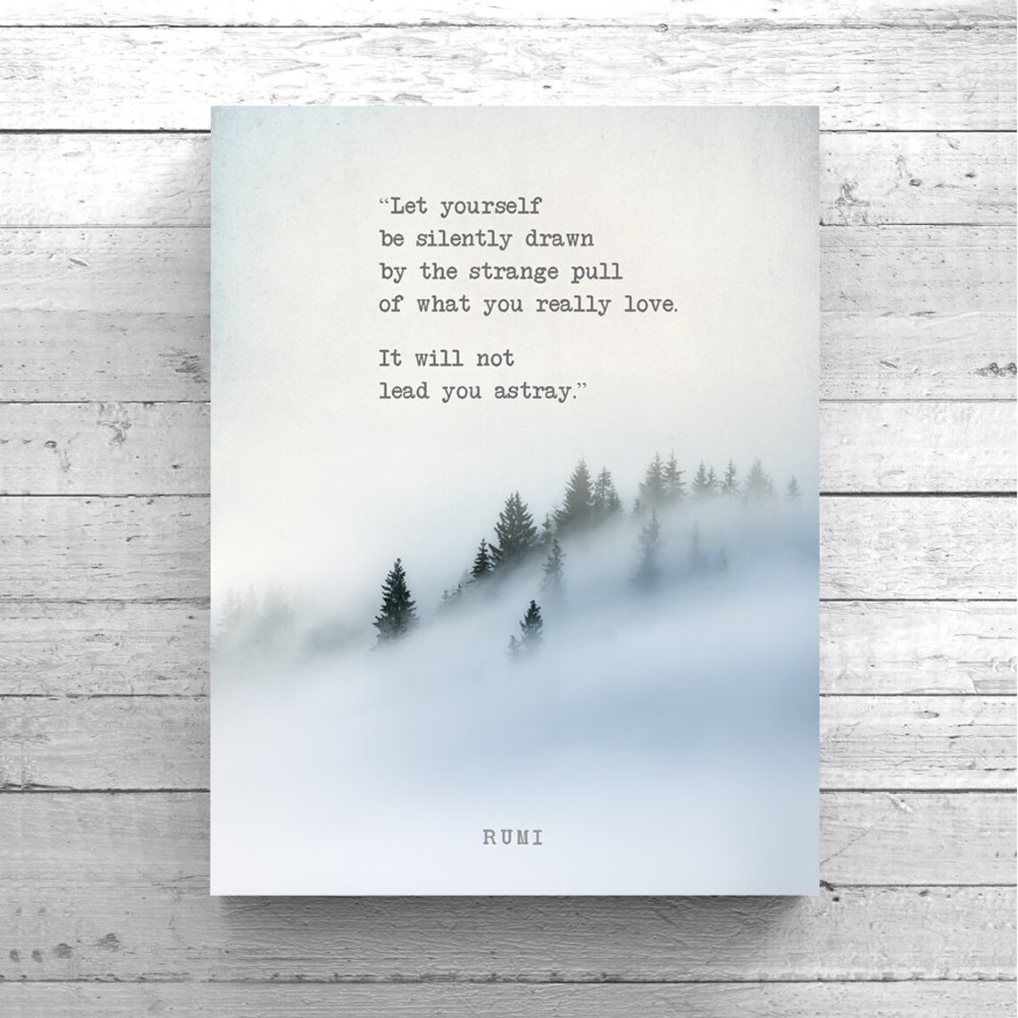 Rumi Quote Forest Trees in Fog, Nature Art Print