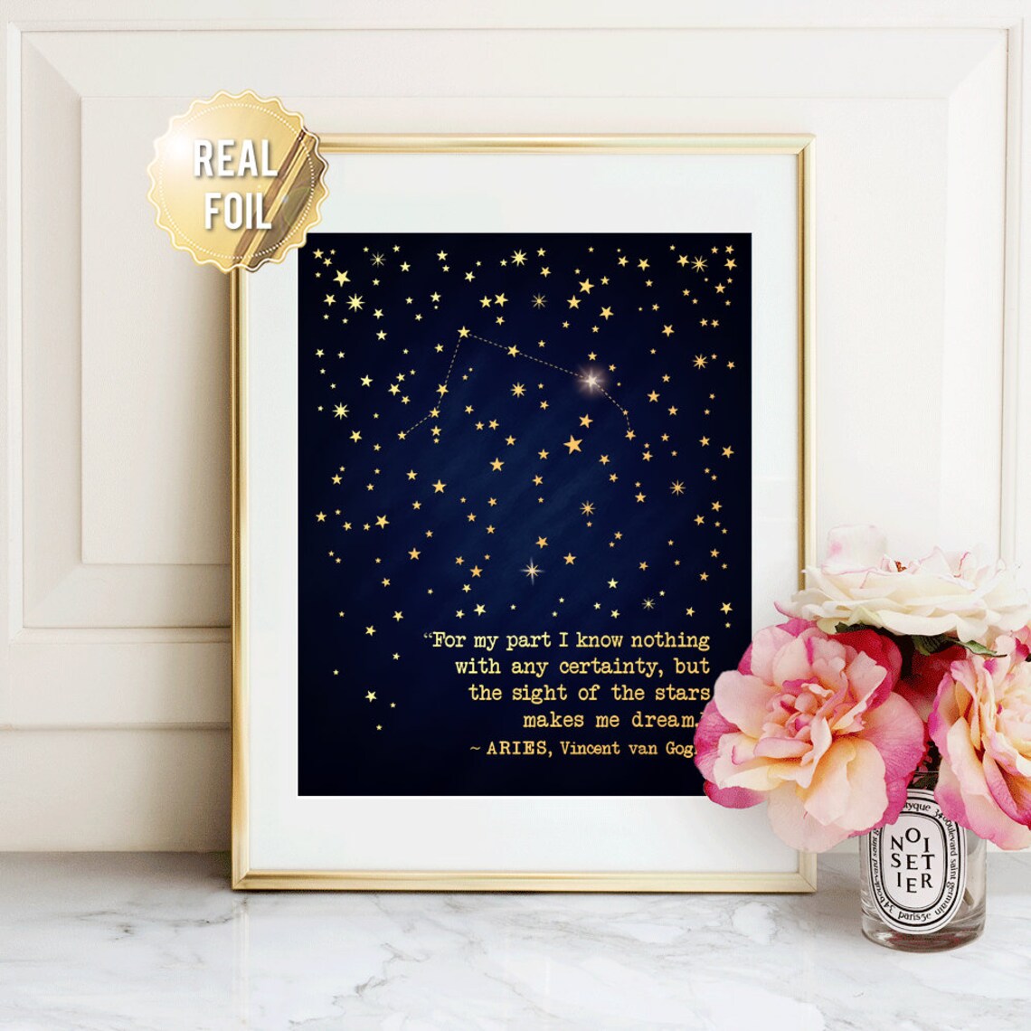 Aries Gold Foil Art Print, April Birthday Gift - Image 3
