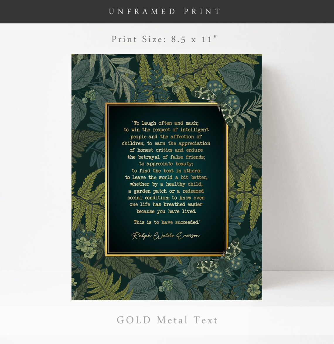 Ralph Waldo Emerson Quote Art, Gold Graduation Print - Image 3