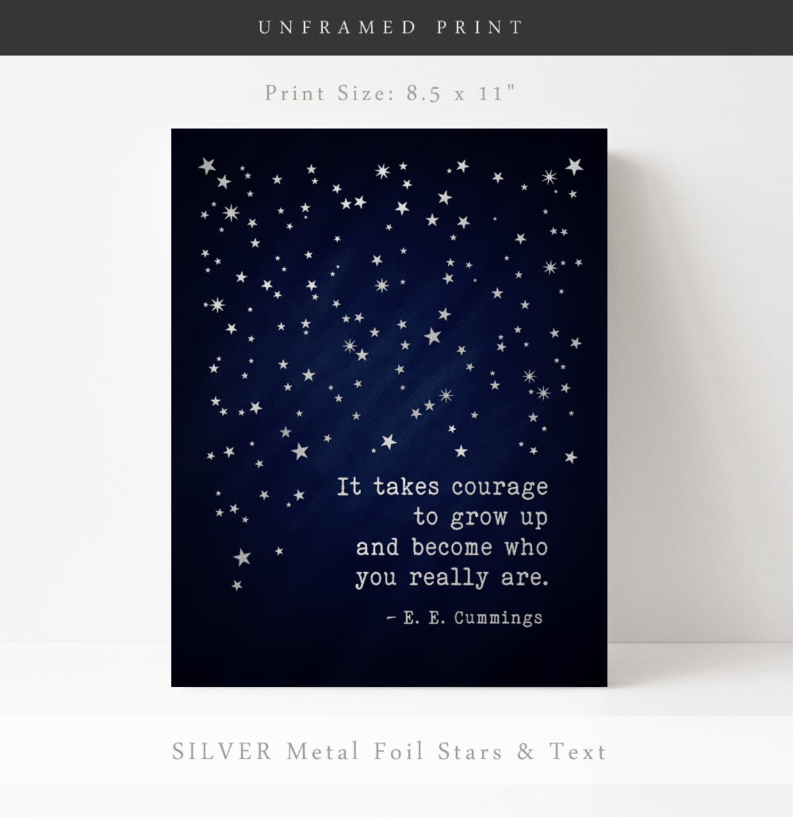 E. E. Cummings Courage Quote, Gold Foil Art Print - Image 2