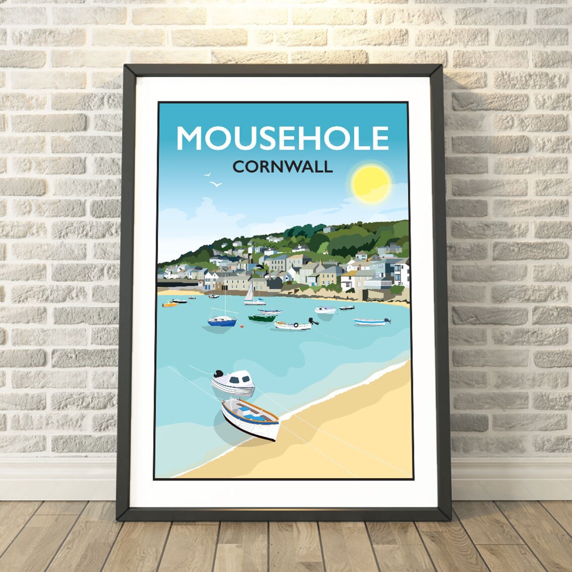 Mousehole Cornwall Travel Poster, Memory Capture