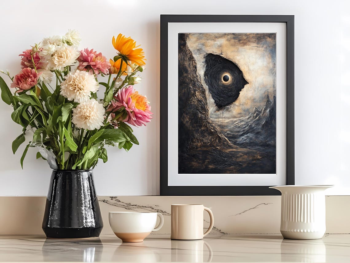 Eye Of The Void Floating Dark Surreal Mystical Landscape Art Poster - Image 2