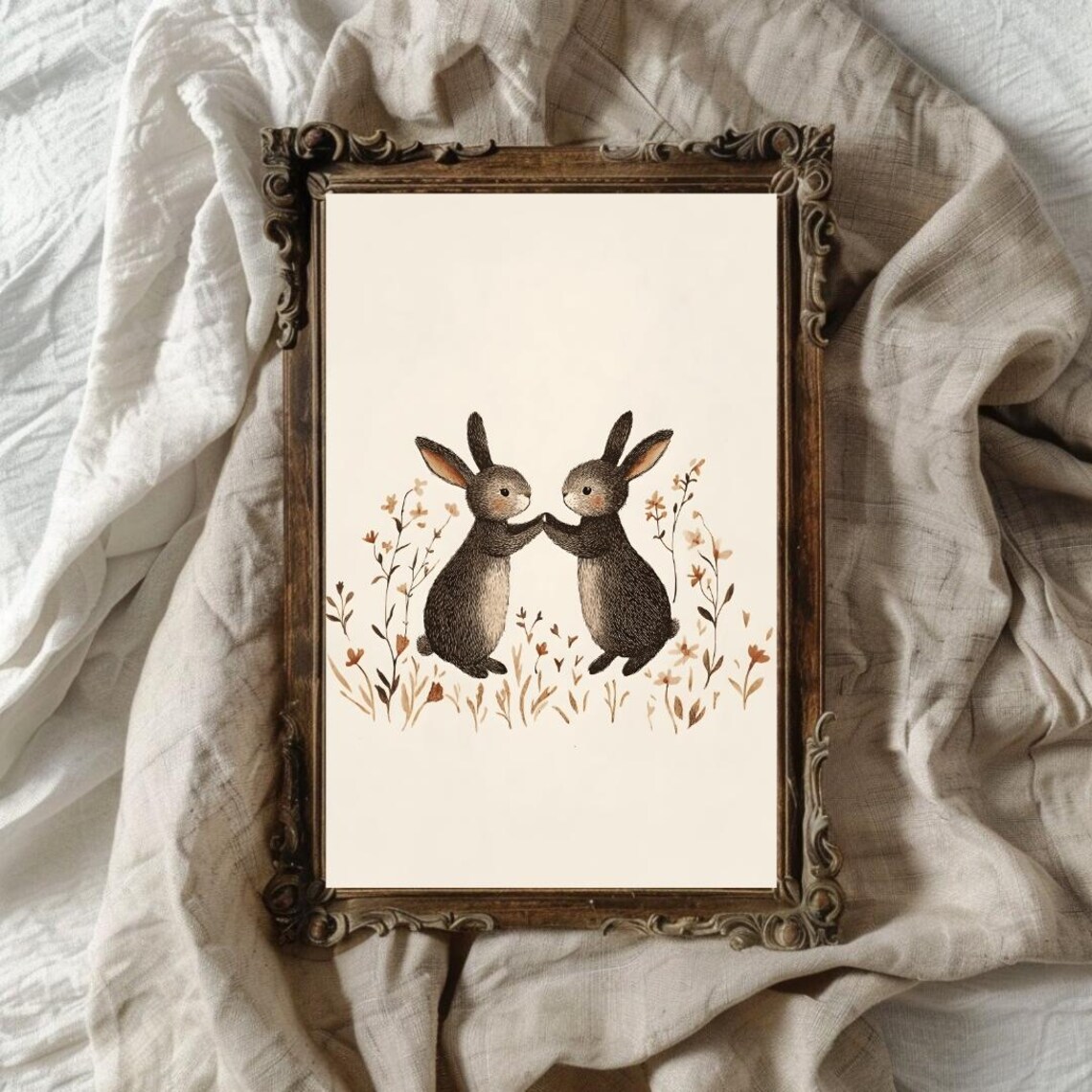 Spring Bunny Easter Decor, Coquette Easter Art - Image 2
