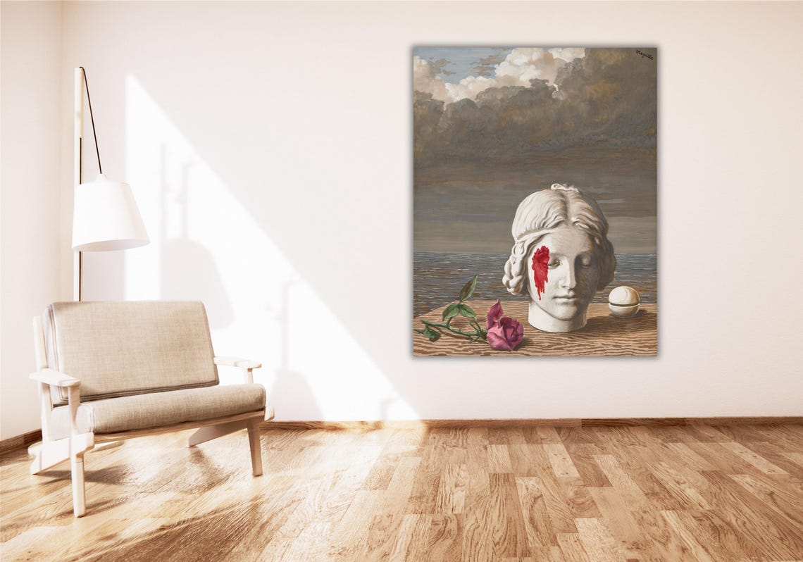 Rene Magritte Memory Stone Bust Surrealist Seascape Painting Poster - Image 2