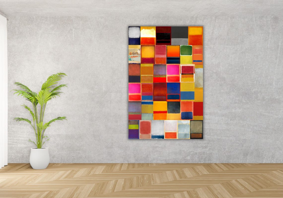 Colorful Abstract Grid of Painted Rectangles Modern Color Block Poster - Image 3