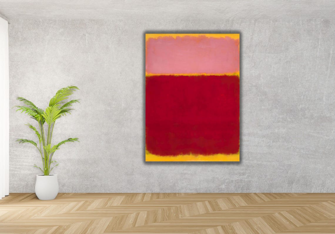 Red Pink and Gold Color Field Abstract Expressionist Art Poster - Image 3