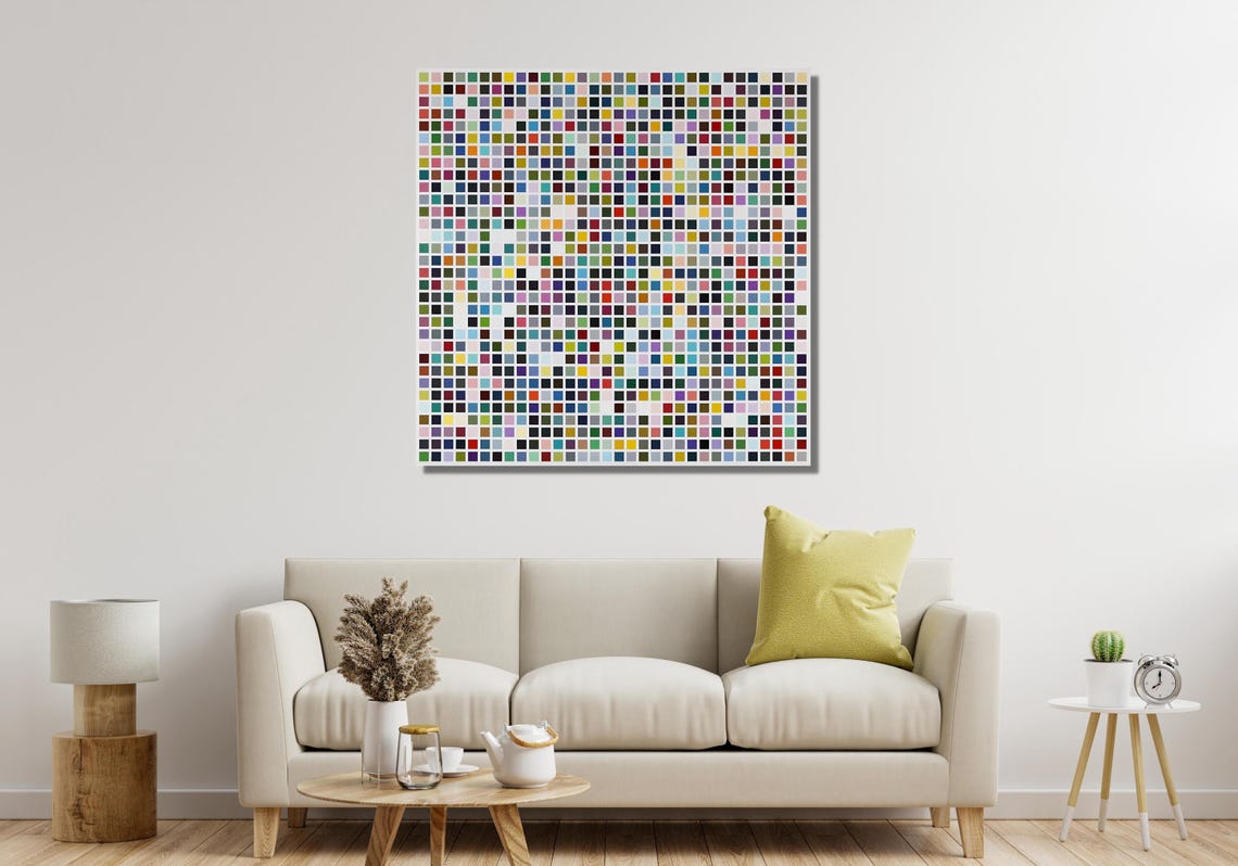 Multicolor Pixel Mosaic Square Grid Abstract Pop Fun Art Poster - Image 2