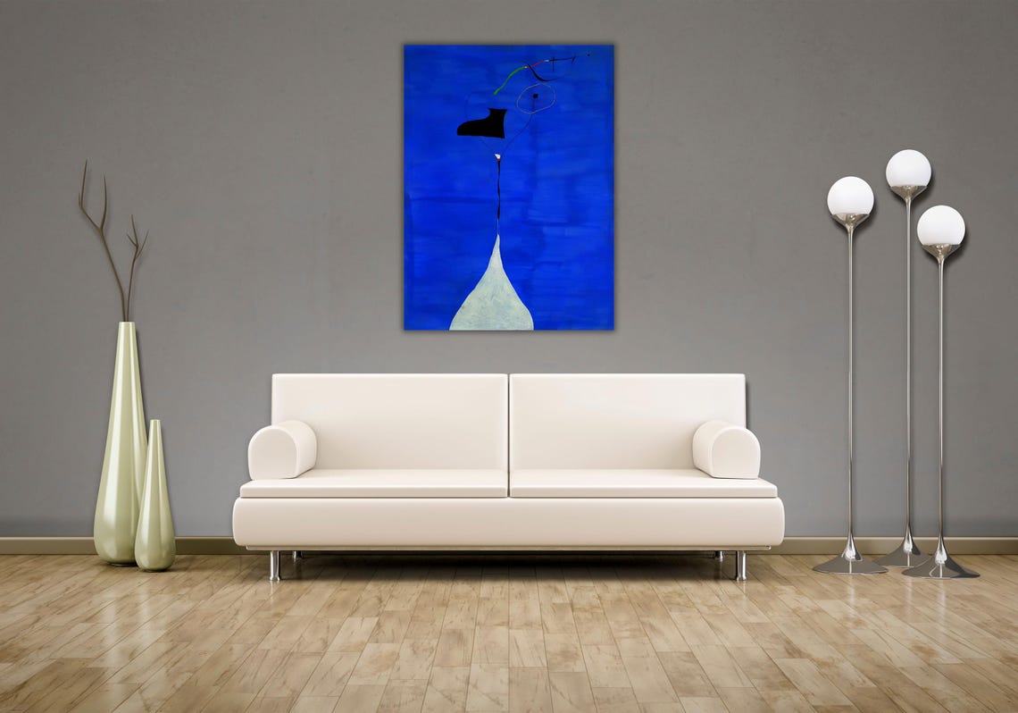 Joan Miro Abstract Blue Surrealist Biomorphic Shapes Painting Poster - Image 3