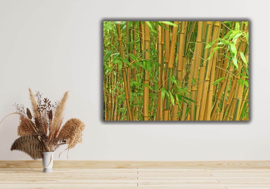 Golden Bamboo Forest Stalks Green Leaves Asian Zen Nature Poster - Image 2