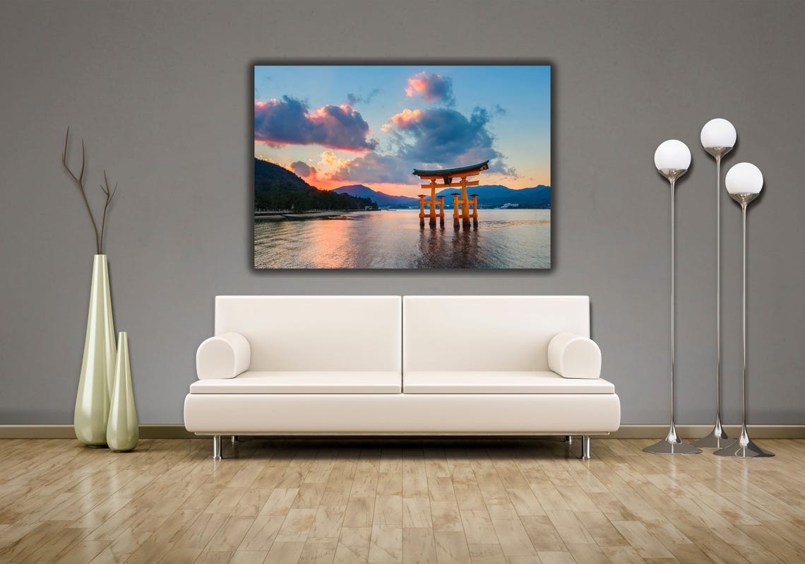 Japanese Itsukushima Torii Gate Sunset Miyajima Island Sea Poster - Image 2