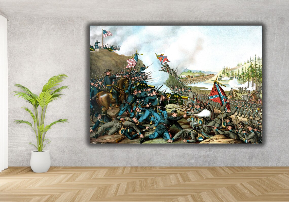 Civil War Battle Scene Union Soldiers Charge Historic Battle Poster - Image 3