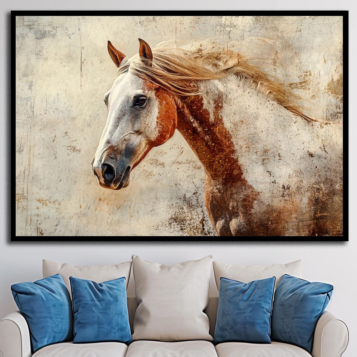Vintage Rustic Horse Portrait Profile Equestrian Country Poster