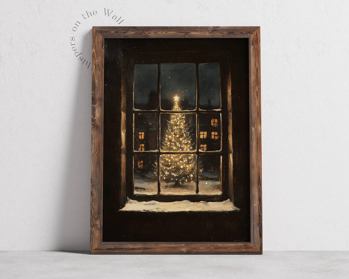 Nostalgic Christmas Tree Art Print, Moody Winter Decor - Image 3