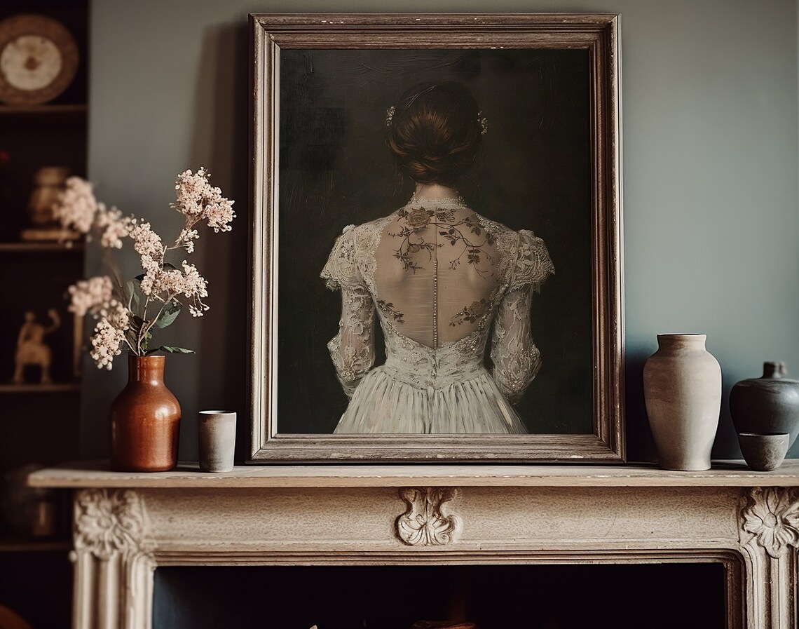 Victorian Portrait Painting, Dark Academia Gothic - Image 2