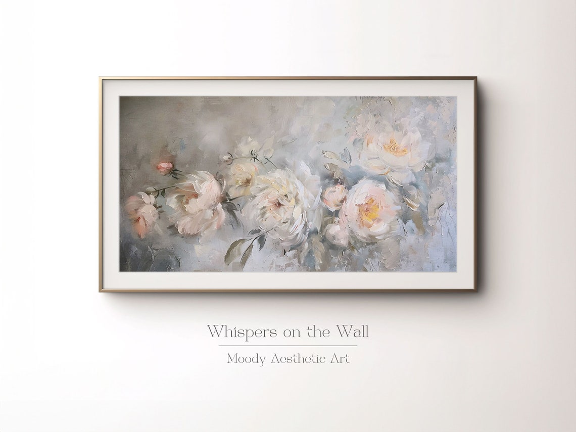 Blush Pink Roses Impressionistic Floral Painting Vintage Style Poster - Image 2