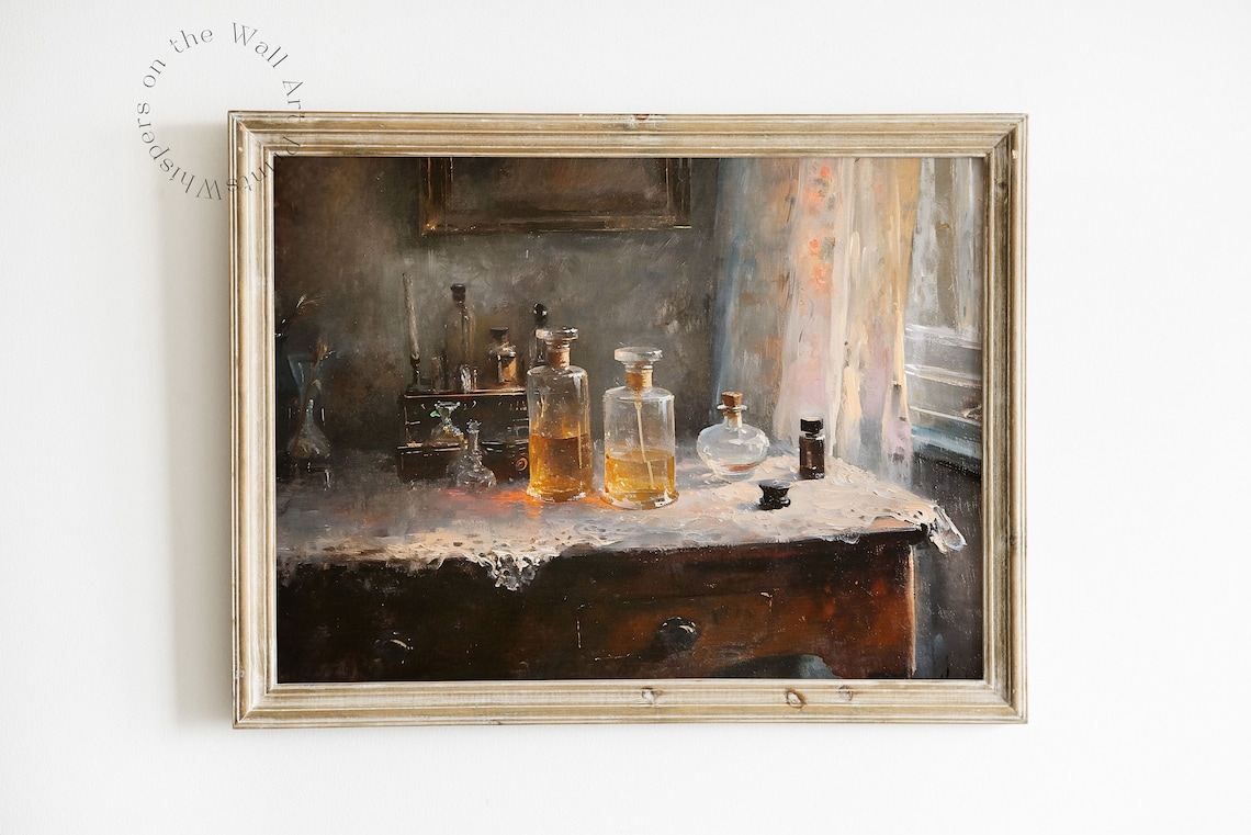Vintage Perfume Bottles Painting Still Life Art Print