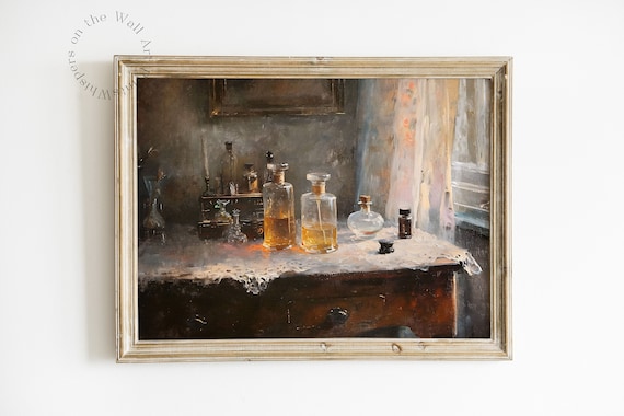 Vintage Perfume Bottles Painting Still Life Art Print