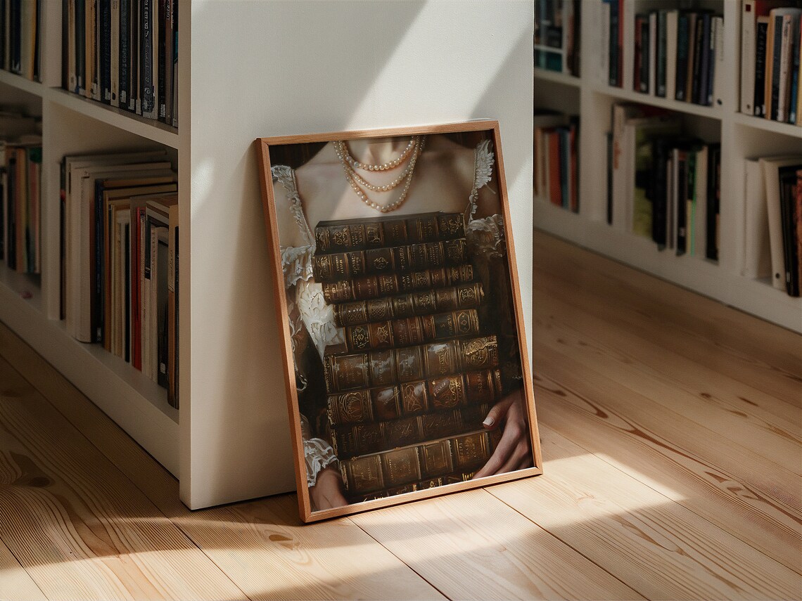 Leather Bound Books Stack Antique Still Life Art Print - Image 3