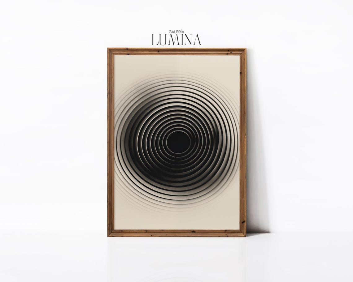 Minimalist Black White Circle Drawing Abstract Circle Original Artwork Monochrome Geometric Print Art Frame Tv Art 840 - Image 2