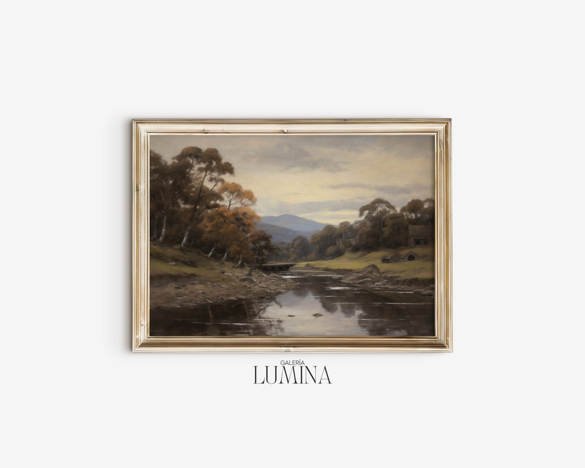 Nature Landscape Painting Muted Summer Vintage Landscape Print Antique Summer Country River Painting Art Frame Tv Art 303 - Image 2