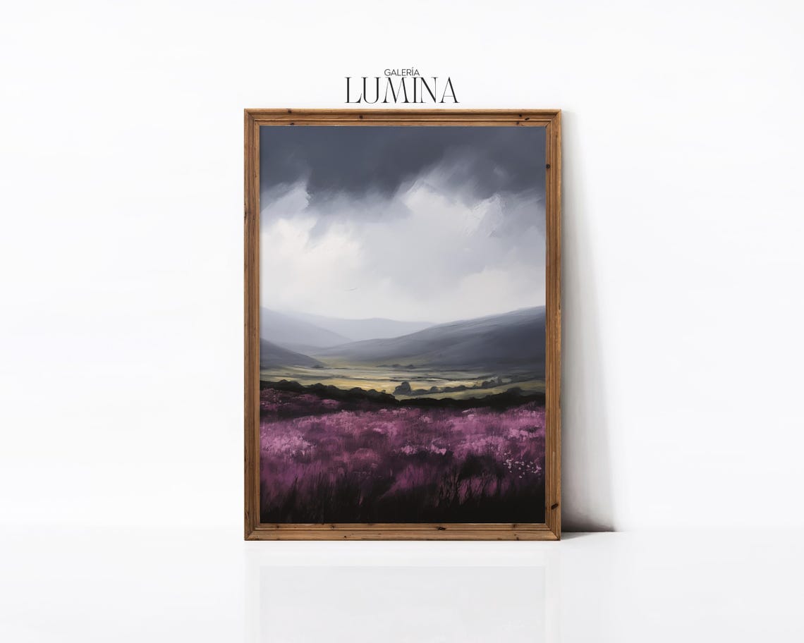 Stormy Scottish Moorland Purple Heather Under Dark Clouds Poster - Image 3