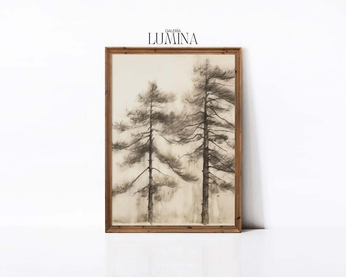 Pine Tree Sketch, Vintage Rustic Forest Art Print - Image 3
