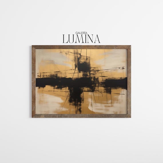 Gold And Black Abstract Painting Modern Minimalist Art Elegant Geometric Wall Art Luxurious Artwork Art Frame Tv Art 998