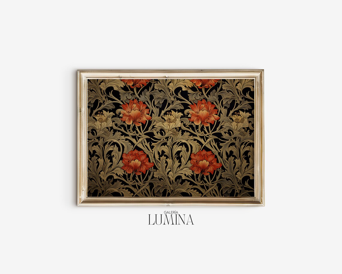 Flower and Nature Motif, Arts & Crafts Wall Art Print - Image 2