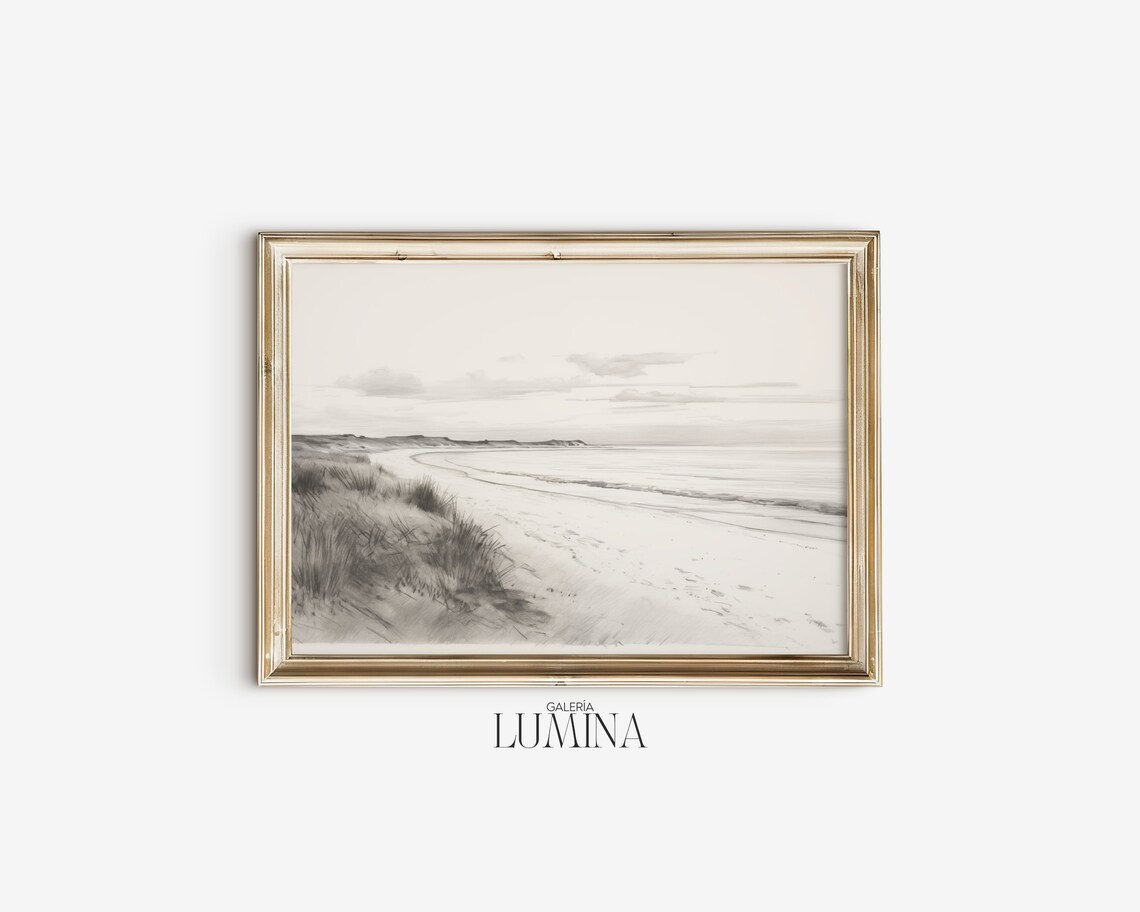 Vintage Beach Landscape Sketch, Coastal Art Print - Image 2