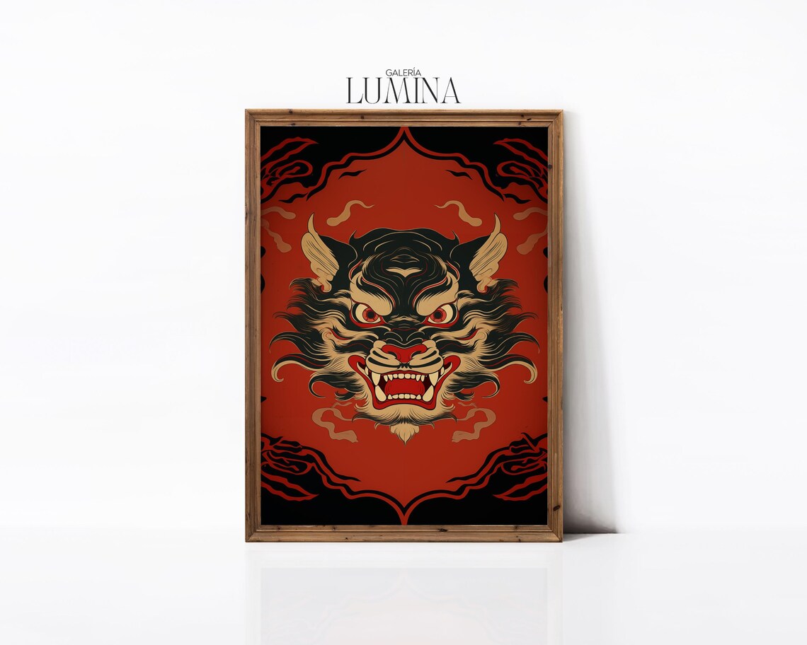 Tibetan Tiger Thangka, Traditional Buddhist Wall Art Print - Image 3