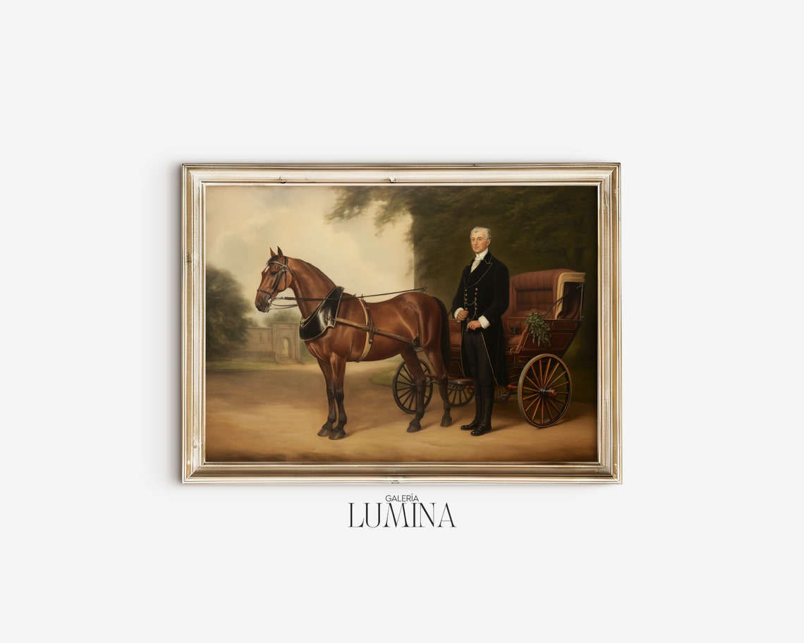 Horse Carriage Original Oil Painting Horse Drawn Carriage Print Elegant Horse Classic Oil Painting Art Frame Tv Art 279 - Image 2