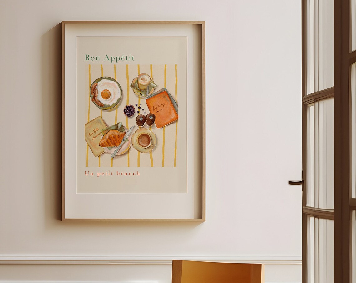 Bon Appetit Petit Brunch French Watercolor Food Table Setting Poster - Image 3