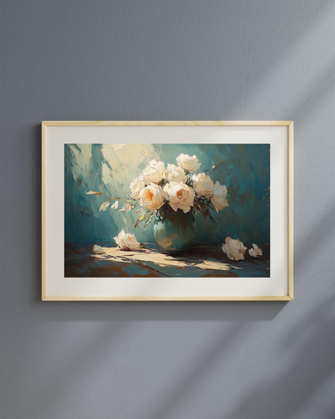 Moody Vintage Flower Impasto Artwork Oil Painting Style Instant